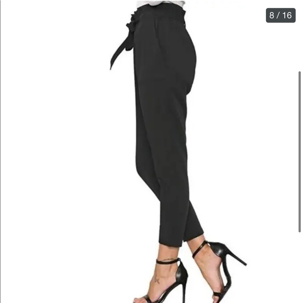 Black tie wasted cigarette pant
